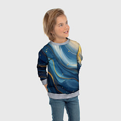 Свитшот детский Золотая волнистая текстура на синей ткани, цвет: 3D-меланж — фото 2