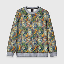 Свитшот детский Волки паттерн, цвет: 3D-меланж