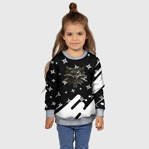 Детский свитшот Ведьмак медальён лого паттерн / 3D-Меланж – фото 4