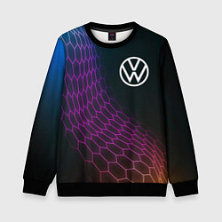 Свитшот детский Volkswagen neon hexagon, цвет: 3D-черный