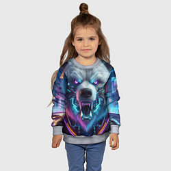 Свитшот детский Cyber bear - neon glow, цвет: 3D-меланж — фото 2