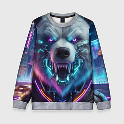 Свитшот детский Cyber bear - neon glow, цвет: 3D-меланж