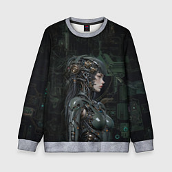 Свитшот детский Девушка-киборг в защитной броне, цвет: 3D-меланж