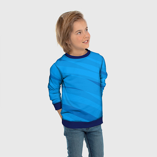 Детский свитшот Насыщенный голубой полосами / 3D-Синий – фото 3