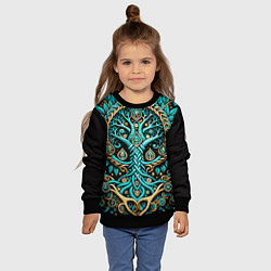 Свитшот детский Древо жизни - сакральная славянская символика, цвет: 3D-черный — фото 2