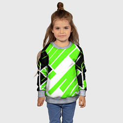 Свитшот детский Зелёные широкие линии на белом фоне, цвет: 3D-меланж — фото 2