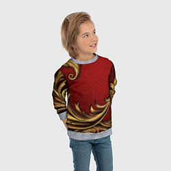 Свитшот детский Классический золотой узор на красном бархате, цвет: 3D-меланж — фото 2