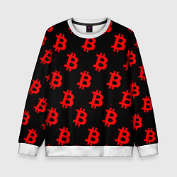 Свитшот детский Bitcoin red logo money, цвет: 3D-белый