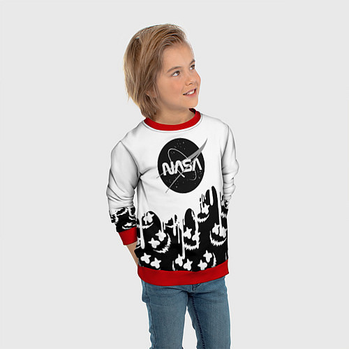 Детский свитшот Marshmello x Nasa / 3D-Красный – фото 3