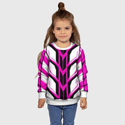 Свитшот детский Чёрно-розовые полосы на белом фоне, цвет: 3D-белый — фото 2