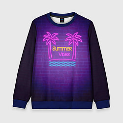 Свитшот детский Неоновые пальмы summer vibes, цвет: 3D-синий