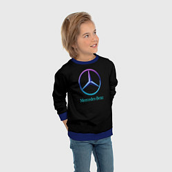 Свитшот детский Mercedes neon logo, цвет: 3D-синий — фото 2