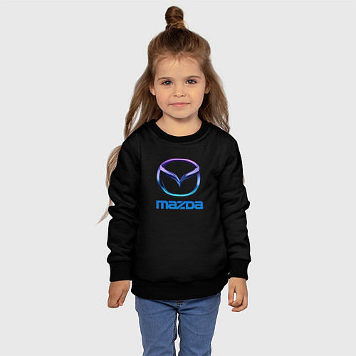 Детский свитшот Mazda neon logo / 3D-Черный – фото 4