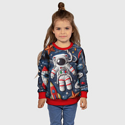 Свитшот детский Джинсовый космонавт - нейросеть, цвет: 3D-красный — фото 2
