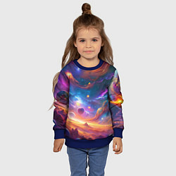 Свитшот детский Космический пейзаж яркий с галактиками, цвет: 3D-синий — фото 2