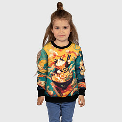 Свитшот детский The cat eats ramen, цвет: 3D-черный — фото 2