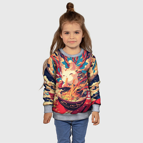 Детский свитшот Cat and ramen / 3D-Меланж – фото 4