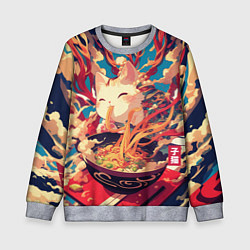 Свитшот детский Cat and ramen, цвет: 3D-меланж