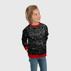 Свитшот детский Текстура темного кирпича, цвет: 3D-красный — фото 2