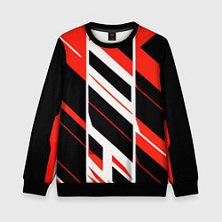 Свитшот детский Black and red stripes on a white background, цвет: 3D-черный