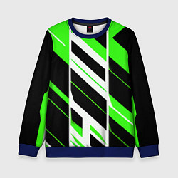 Детский свитшот Black and green stripes on a white background