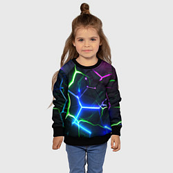 Свитшот детский Микс из разломленных плит и неоновое свечения, цвет: 3D-черный — фото 2