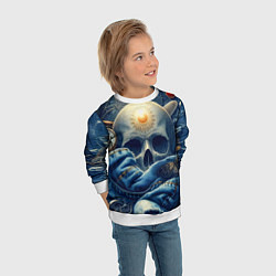 Свитшот детский Авангардная композиция с черепом - нейросеть, цвет: 3D-белый — фото 2