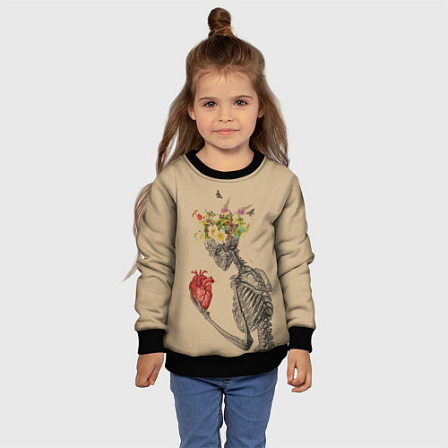 Детский свитшот Bone and heart / 3D-Черный – фото 4