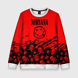 Свитшот детский Nirvana rock skull, цвет: 3D-белый