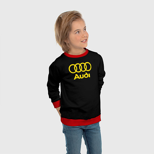 Детский свитшот Audi logo yellow / 3D-Красный – фото 3