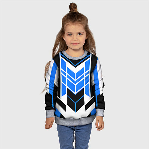 Детский свитшот Blue and black stripes on a white background / 3D-Меланж – фото 4