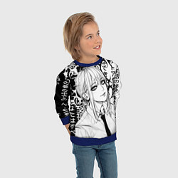 Свитшот детский Макима аниме черно белое, цвет: 3D-синий — фото 2