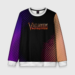 Свитшот детский Valheim logo pattern, цвет: 3D-белый