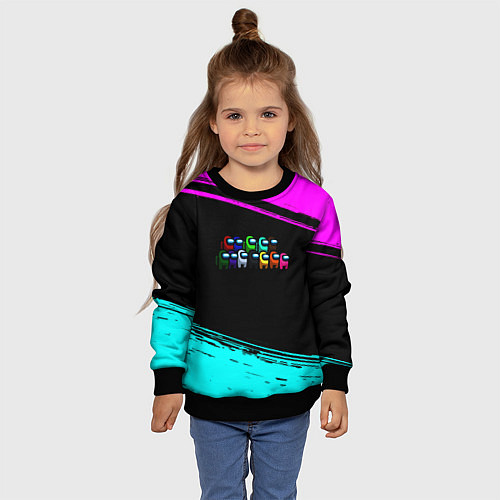 Детский свитшот Among us neon colors / 3D-Черный – фото 4
