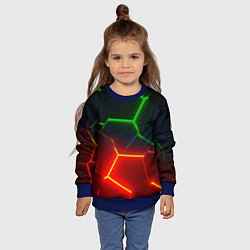 Свитшот детский Зеленые и красные неоновые плиты в разломе, цвет: 3D-синий — фото 2