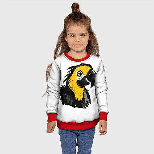 Детский свитшот Желтый попугай / 3D-Красный – фото 4