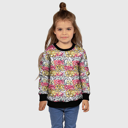 Детский свитшот Граффити с узорами / 3D-Черный – фото 4