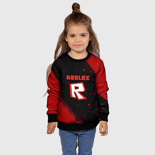 Детский свитшот Roblox текстура мобайл гейм / 3D-Черный – фото 4