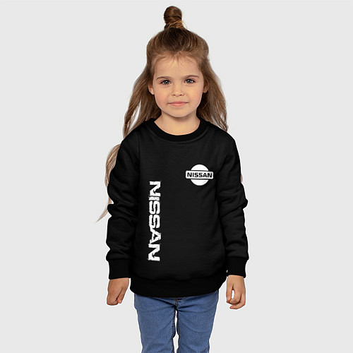 Детский свитшот Nissan logo white auto / 3D-Черный – фото 4