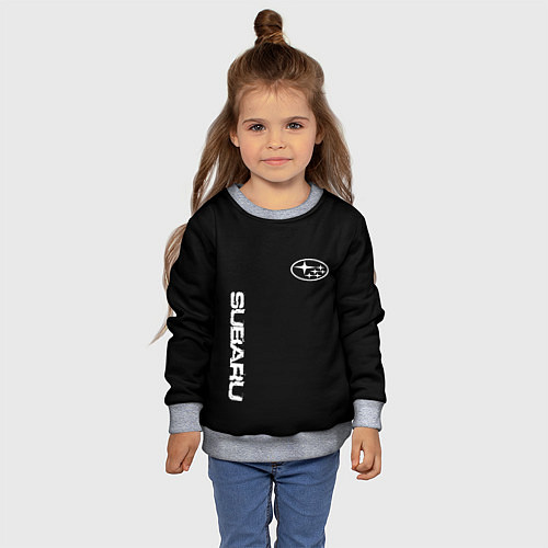 Детский свитшот Subaru logo white / 3D-Меланж – фото 4