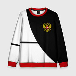Свитшот детский Герб РФ текстура спорт, цвет: 3D-красный