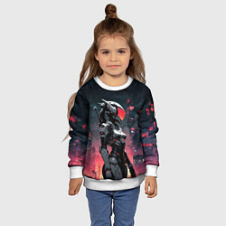 Свитшот детский Девушка-андроид в футуристичной броне, цвет: 3D-белый — фото 2