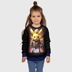 Свитшот детский Пикачу желтый панк, цвет: 3D-синий — фото 2