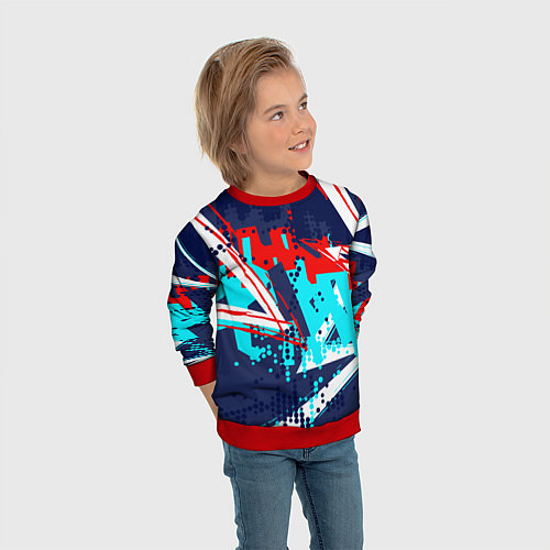 Детский свитшот Яркий абстрактный узор для спорта / 3D-Красный – фото 3