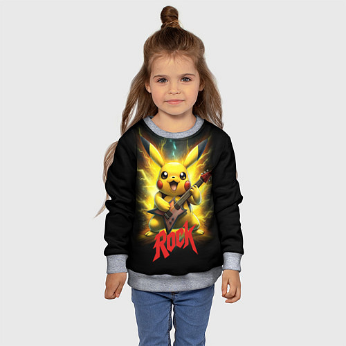 Детский свитшот Пикачу рок звезда с электрогитарой / 3D-Меланж – фото 4