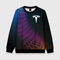 Детский свитшот Tesla neon hexagon