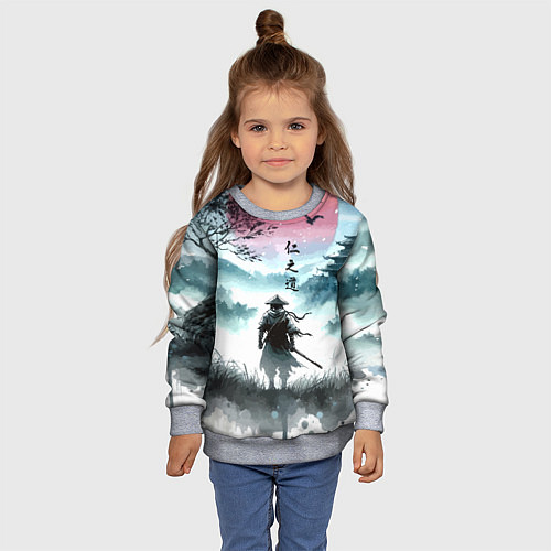 Детский свитшот Japanese samurai - ghost of Tsushima / 3D-Меланж – фото 4