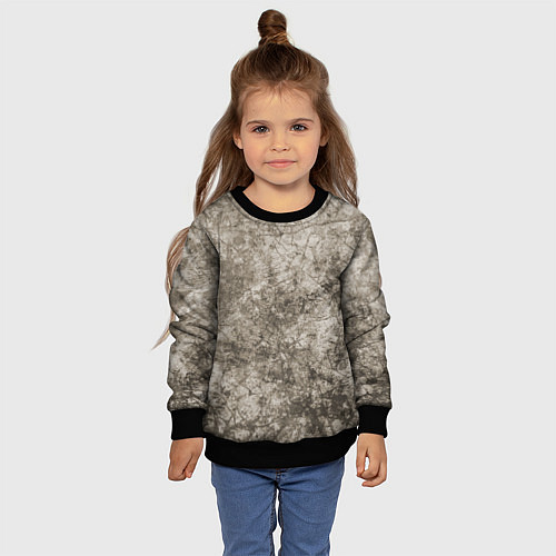 Детский свитшот Абстракция - серый грязный гранж / 3D-Черный – фото 4