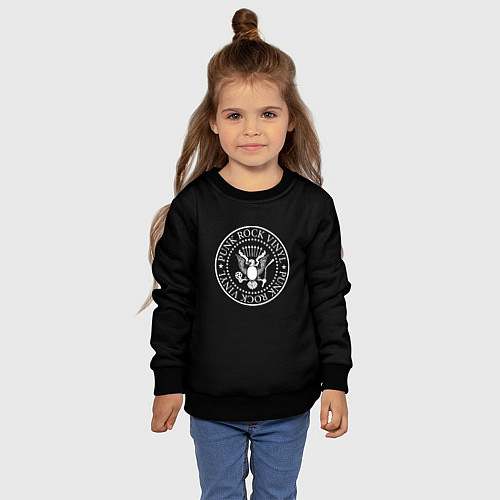 Детский свитшот Ramones logo rock / 3D-Черный – фото 4