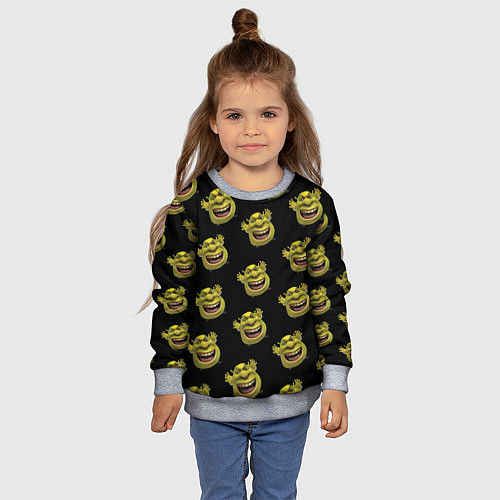 Детский свитшот Паттерн - Шрек / 3D-Меланж – фото 4